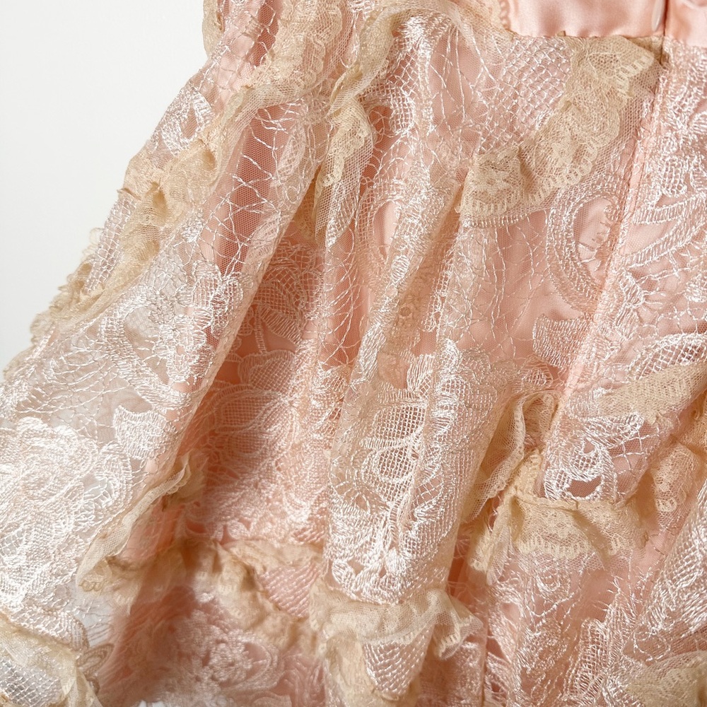 For Love And Lemons Ruffled Lace Mini Dress in Cream and Pink - Picture 6 of 11